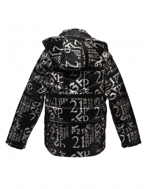 Boys Jacket Printed Metallic Black